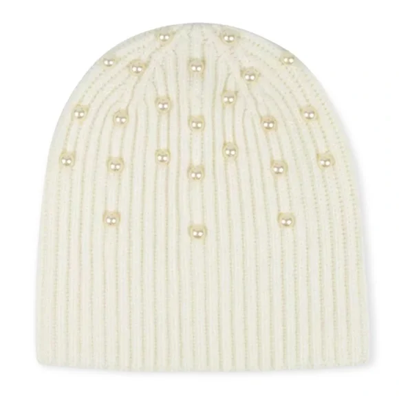KATE SPADE || Embellished Two-Toned Knit Beanie. Sz. OS Kate Spade Ribbed Knit Bow Cuff Beanie Stocking Cap White  main image 4